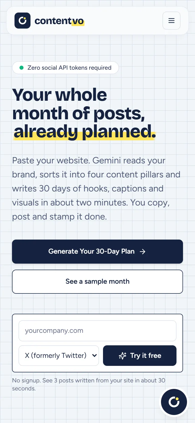 ContentVo homepage on a phone